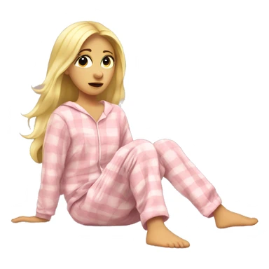 Lazy blonde girl in pijamas watching tv sticker