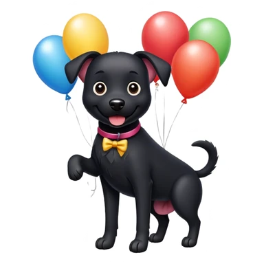 Black dog with birthday balloons sticker