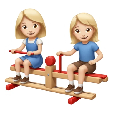 one boy and one girl playing seesaw sticker