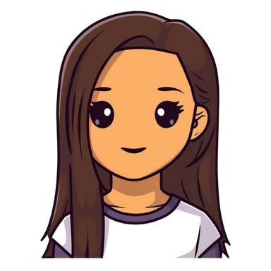 girl with light brown skin, dark eyes and dark straight long hair sticker
