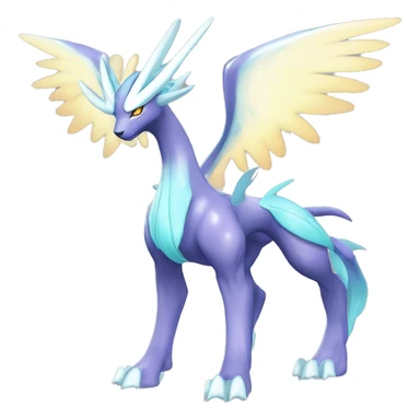  cool edgy shiny colorful godly ethereal Suicune-Dialga-Fakemon full body sticker