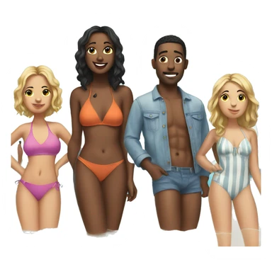 five friends in swimsuit sticker