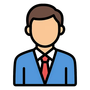 business man icon, simple and professional, colored sticker