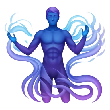 Male silhouette composed of ethereal flowing energy waves, abstract style aura forming the shape of a man, no facial features sticker