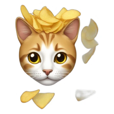 Cat with chips on the head sticker