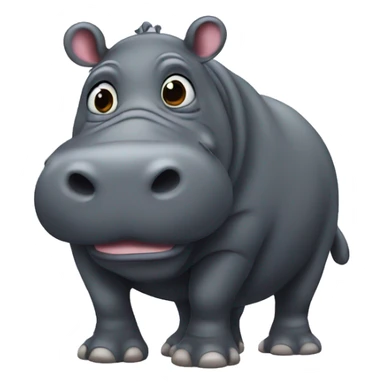 a hippo with a black sticker