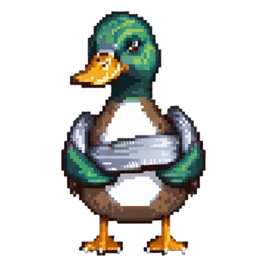 mallard duck holding silver duct tape sticker
