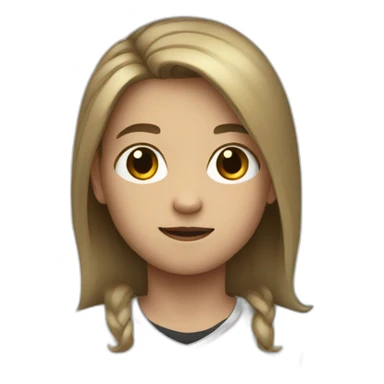 White child boy with black half long hair brown sticker