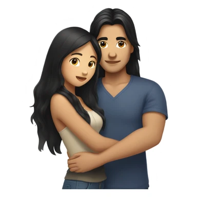 Guy with long black hair hugging Filipina girl sticker