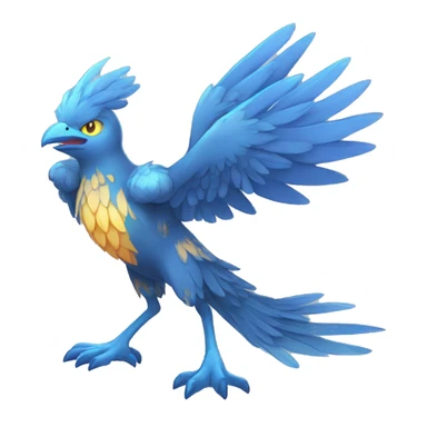 Edgy Fantasy legendary blue bird water-type-Hydro-Phoenix-avian Fakemon full body sticker