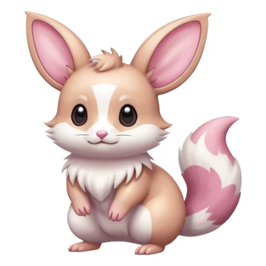 Kawaii Shiny Colorful Pastel Albino Minccino-Furret-Eevee-fusion Full Body sticker