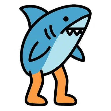 shark with legs colored icon sticker