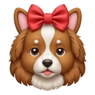 A dog with a bow on the head sticker