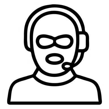 guy in a black ski mask and headset, minimal style sticker