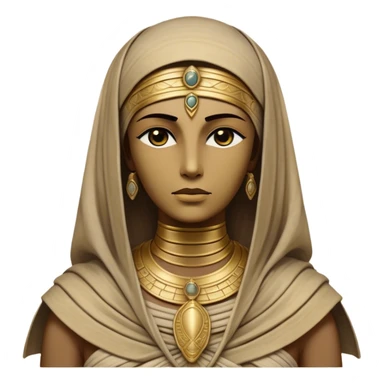 Cinematic Noble Mummy Portrait Emoji, Regal and timeless, with a meticulously wrapped, ancient form in muted earth tones accented by faded gold, exuding an air of forgotten majesty and solemn duty, simplified yet elegant with intricate bandage details, highly detailed and softly glowing, evoking the dignified mystery of an eternal sentinel guarding long-lost secrets! sticker