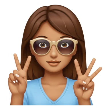 Brown hair girl with sunglasses who makes a peace sign with her fingers sticker
