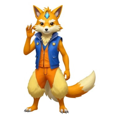 Ratchet-Lombax-Vernid-Renamon-fusion, full body  sticker