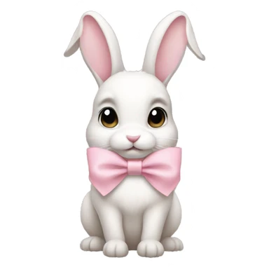 bunny with soft pink bow on ear sticker
