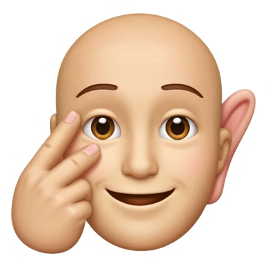 Emoji smirking hand behind ear sticker