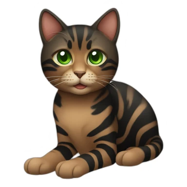green eyes black and brown stripted cat sticker