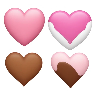 pink heart, brown heart and white heart sticker