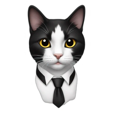 Tuxedo cat in tie, lot of black fur sticker