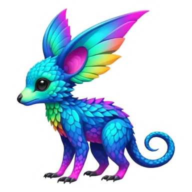 Colorful neon-colored tropical exotic shiny beautiful fantasy-Trico-Cacomistle-oncilla-animal-hybrid (full body) sticker