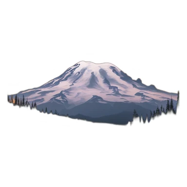 Mount rainier at sunset, orange sky with wispy clouds  sticker