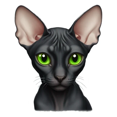 black sphynx cat with green eyes sticker