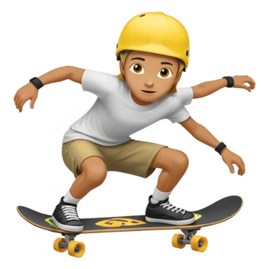 skater with skateboard and yellow helmet sticker