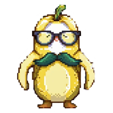 Banana with glasses and mustache, serious expression sticker