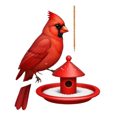cardinal at bird feeder snowy sticker