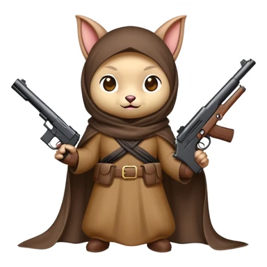Chinese bat with gun and wearing a hijab sticker