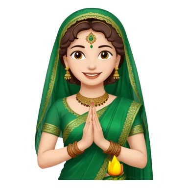 bride in mehendi Ceremony in green saree standing sticker