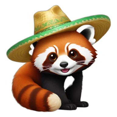 Red panda with sombrero sticker