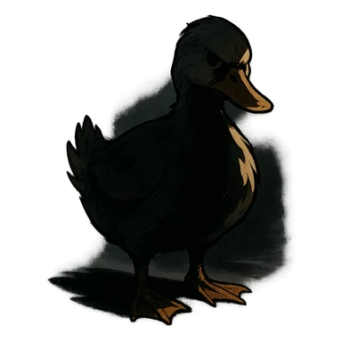 ghibli style duck with dramatic shadows and ominous vibe sticker