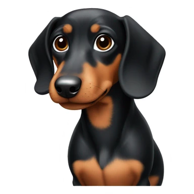 Miniature black and tan dachshund with white chest and black spots on chest sticker
