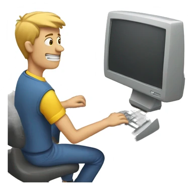 Guy typing on a computer  sticker