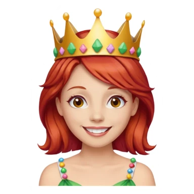 red hair woman wearing a candy crown sticker