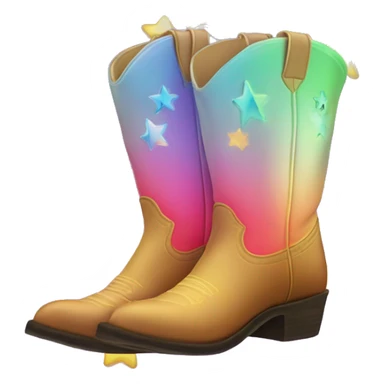 Iridescent gradient cowboy boots with stars sticker
