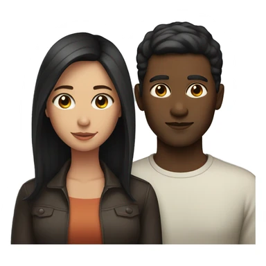 couple man with brown short hair and bright skin women with long black hair and darker skin  sticker