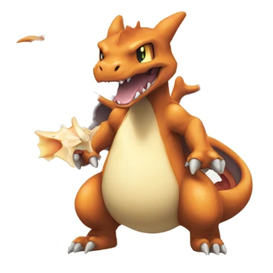 Charizard with a Cubone-skull-face sticker