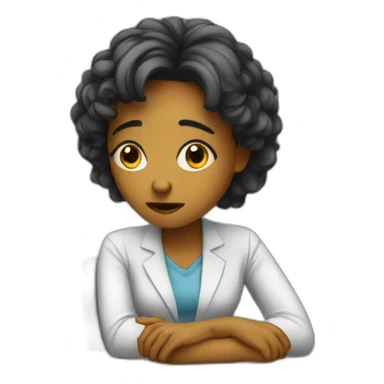 sad you are working at a desk women sticker