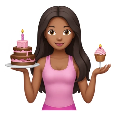 black birthday girl long hair, pink pilates outfit sticker