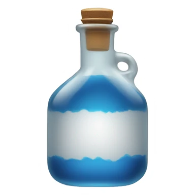 A flask with a blue substance sticker