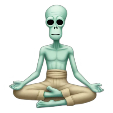 Squidward doing a meditation sticker