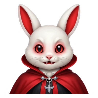 Vampire animal, bunny'  in red collar cloak, red eye, fangs sticker