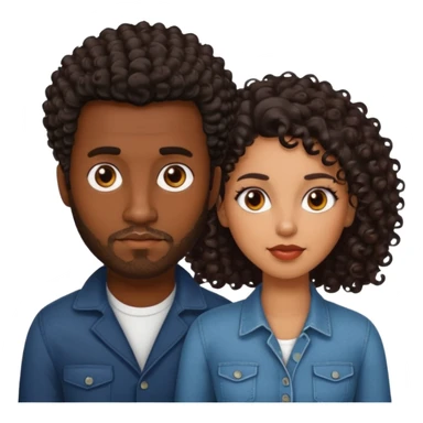 Dark brown skin man with a light beard and a curly   fade haircut with dark brown eyes with a brown skin  Latina woman with dark straight hair  sticker