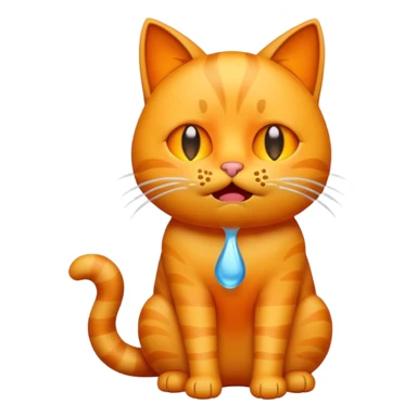 Emoji cat full body hurt and crying orange sticker