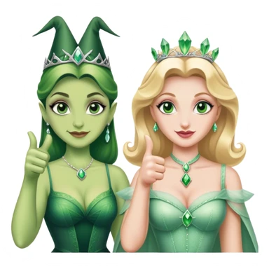Elephaba and Glinda giving a thumbs up sticker